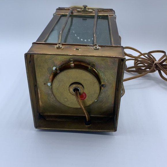 Vintage Electric Brass Glass Panel Nautical Maritime Hanging Lantern TESTED - Picture 7 of 8
